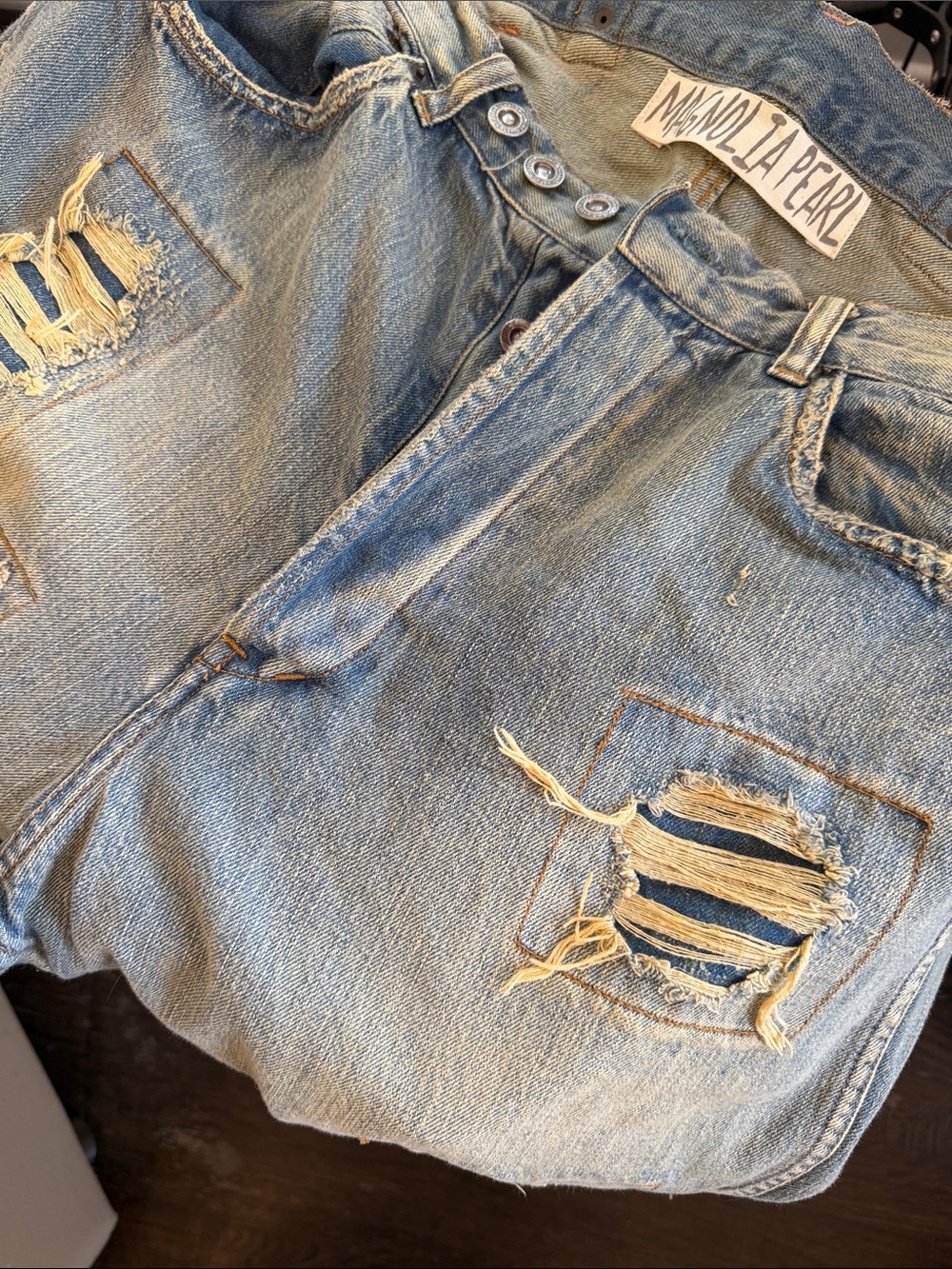 Magnolia Pearl Light Blue Relaxed Distressed Jeans